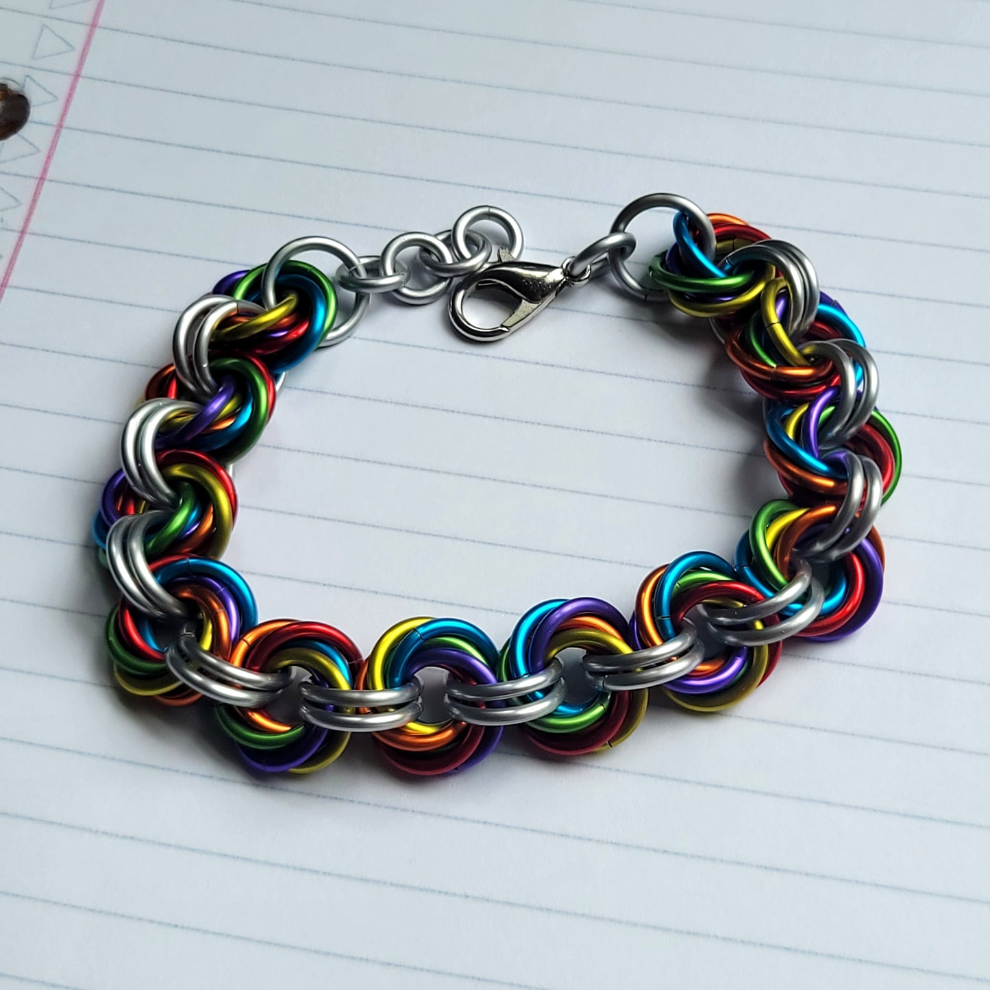 Rainbow with White Mobius Bracelet