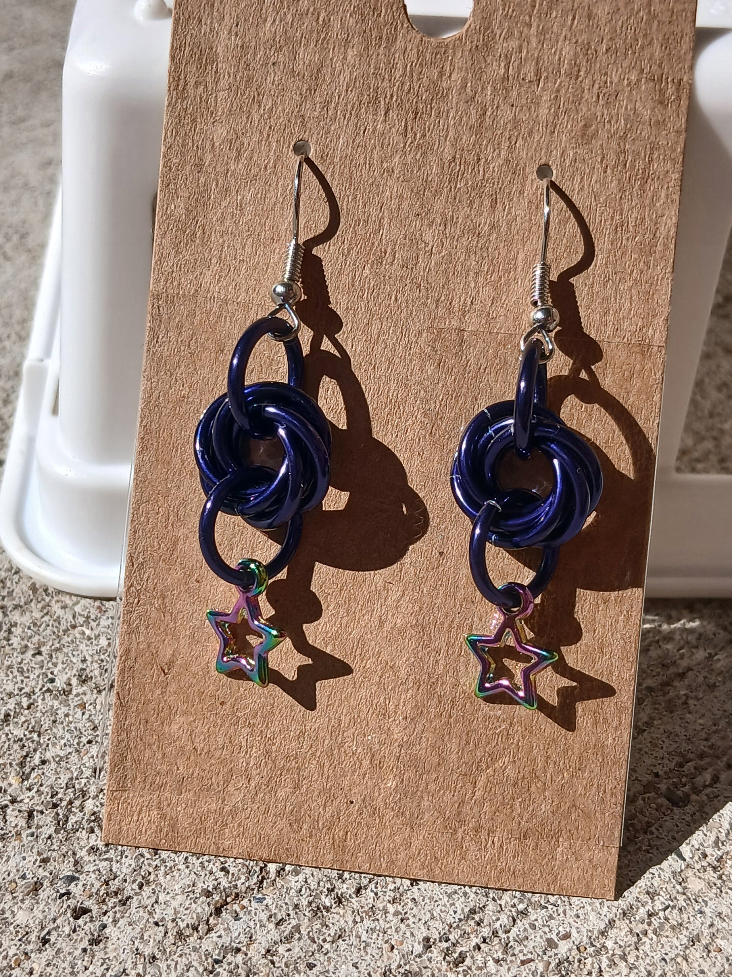 Midnight Purple w/Rainbow Stars Earrings