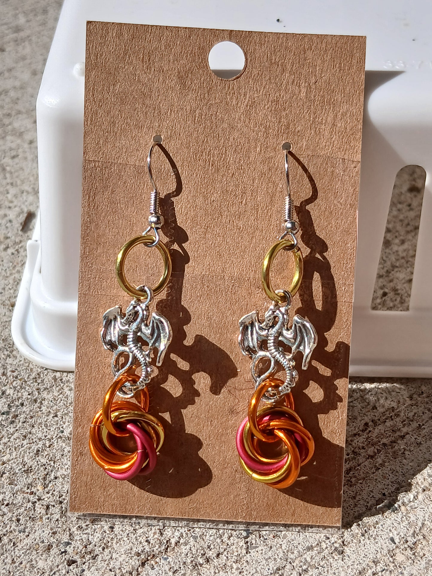 Flames Dragon Charm Earrings
