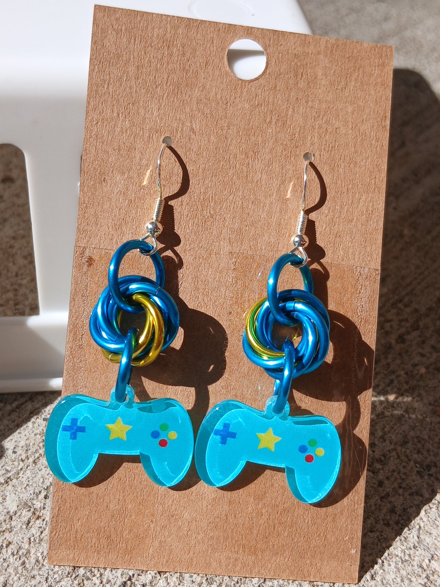 Blue Gaming Controller Earrings
