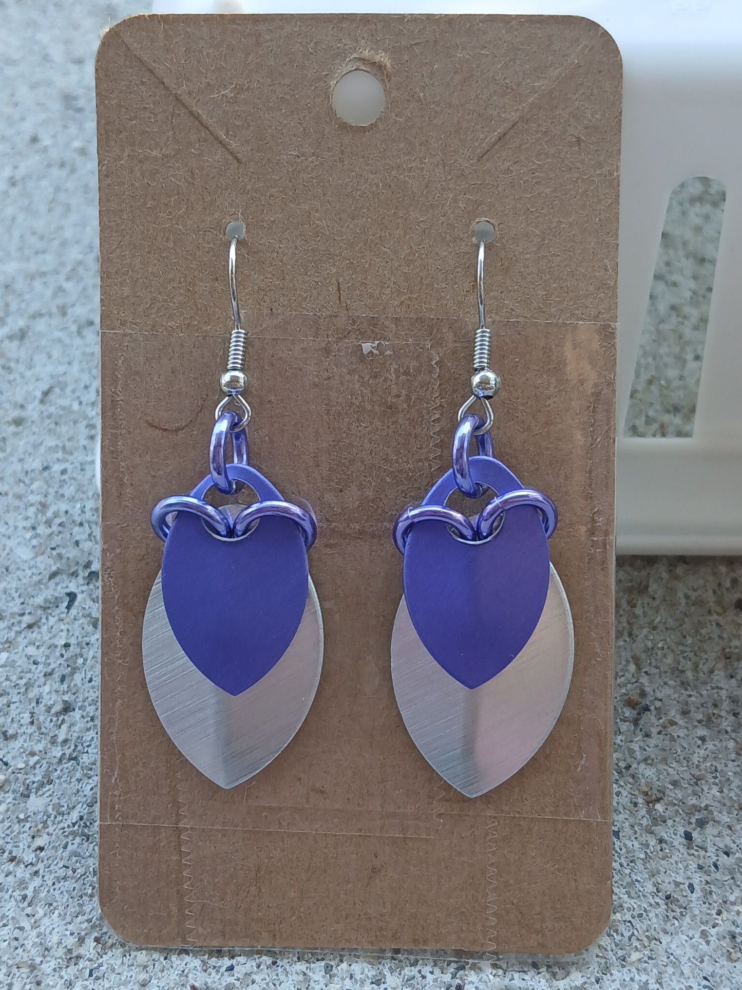 Purple and Silver Layered Scale Earrings
