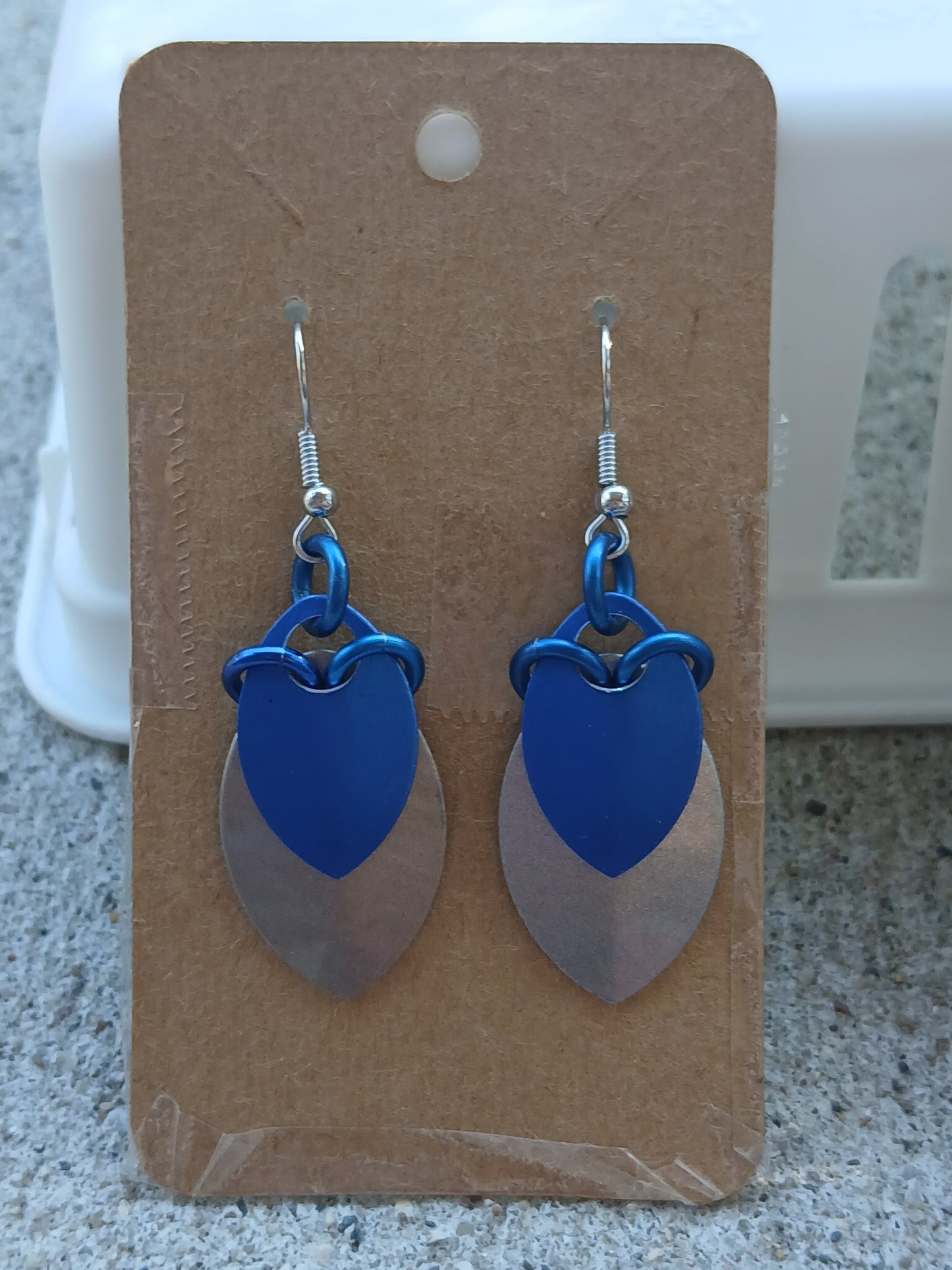 Blue and Silver Layered Scale Earrings