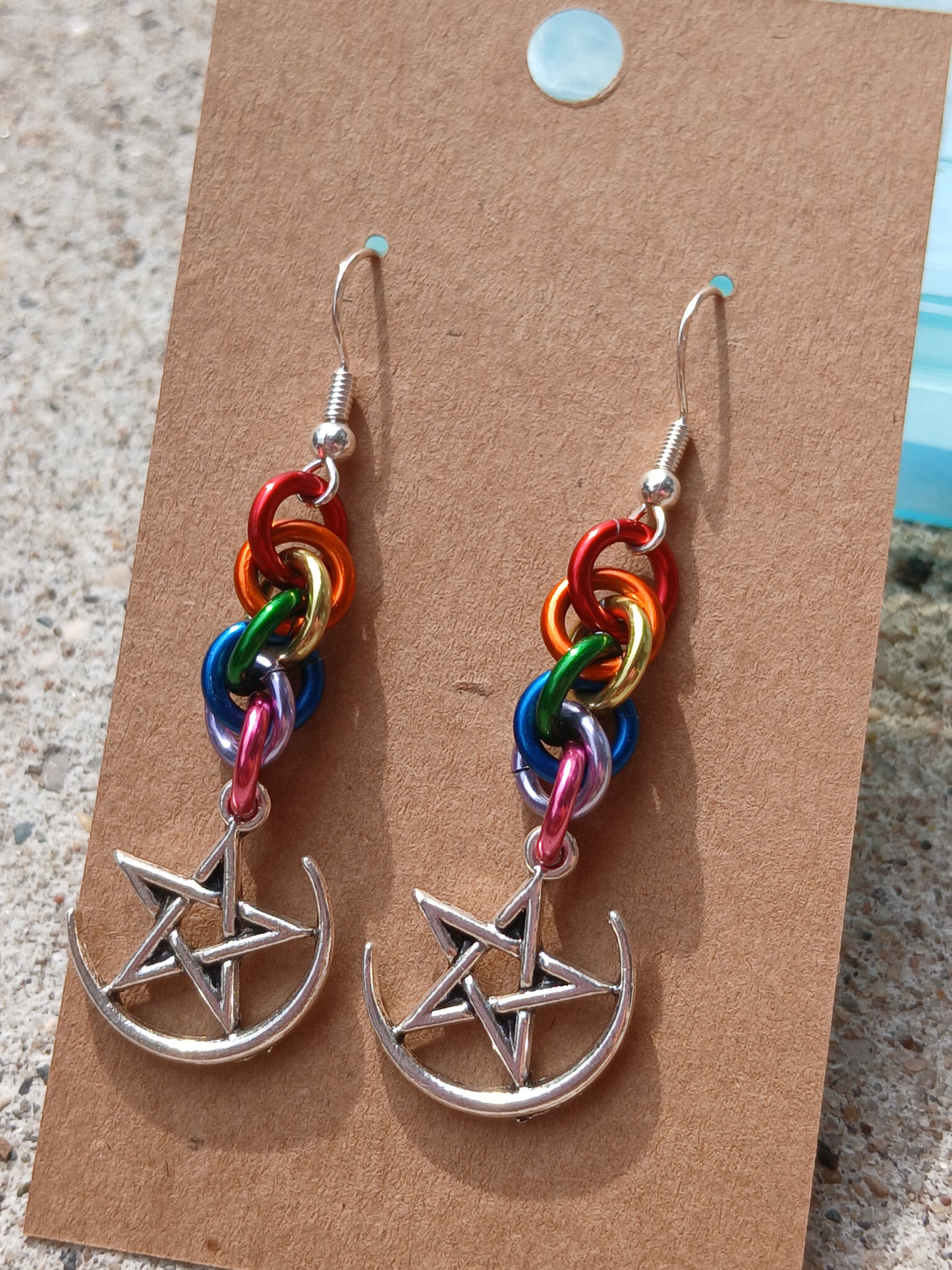 Rainbow Pentagram Earrings