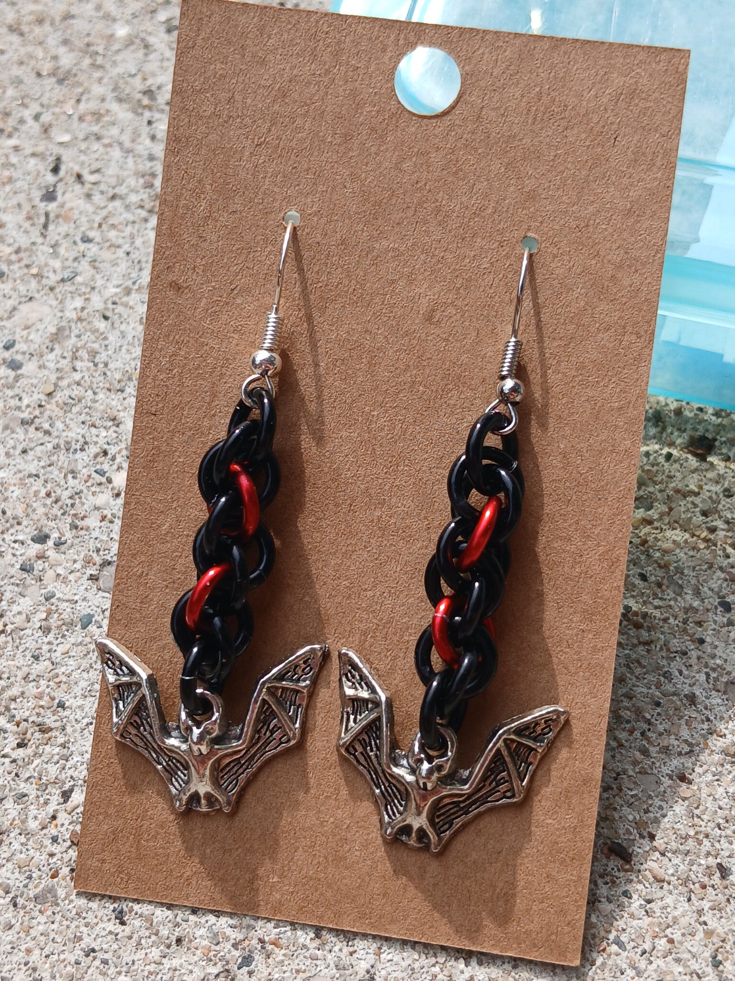 Black and Red Bat Earrings