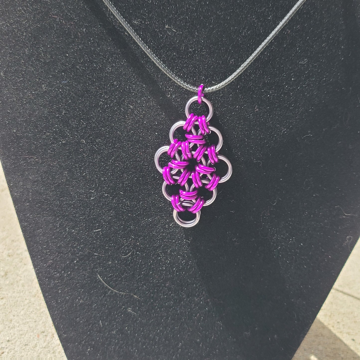 Gunmetal and Wine Diamond Pendant