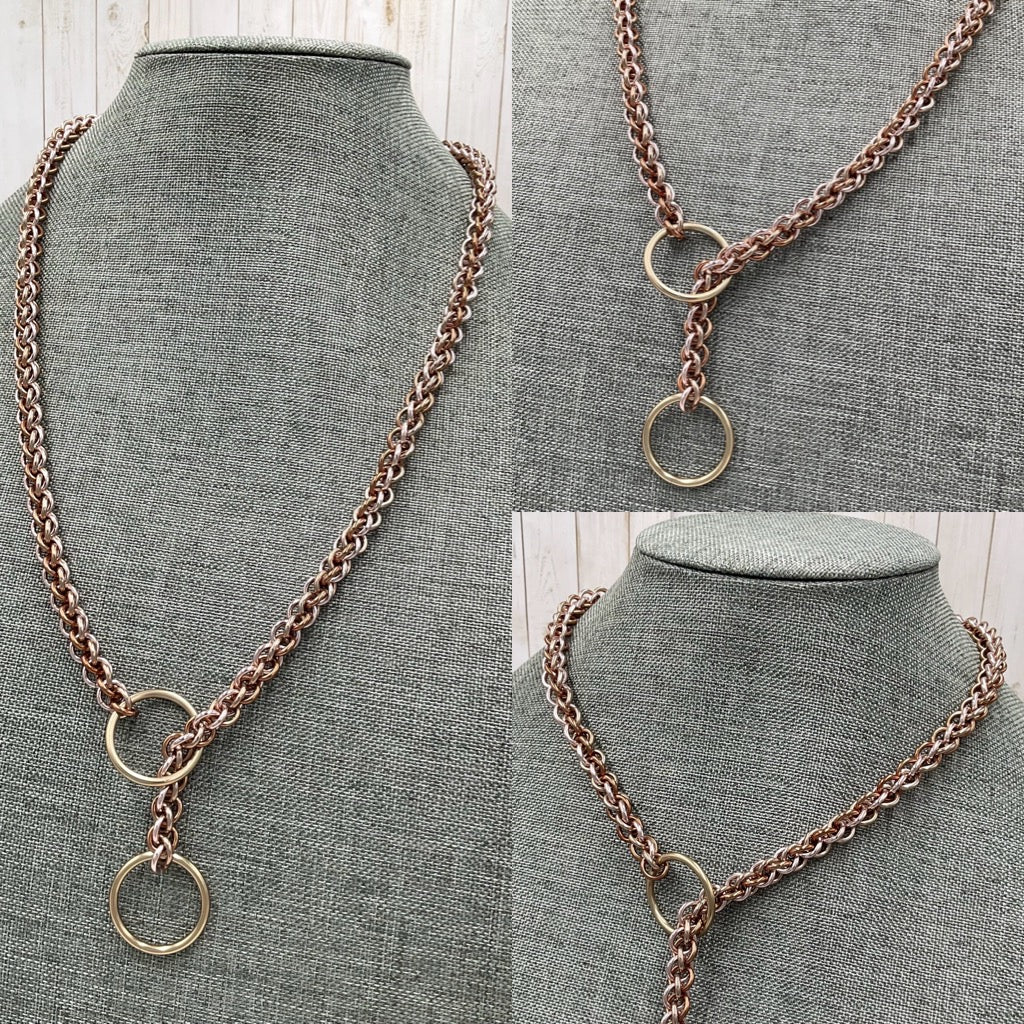 Shades of Bronze Stripes Lariat "Choke" Chain