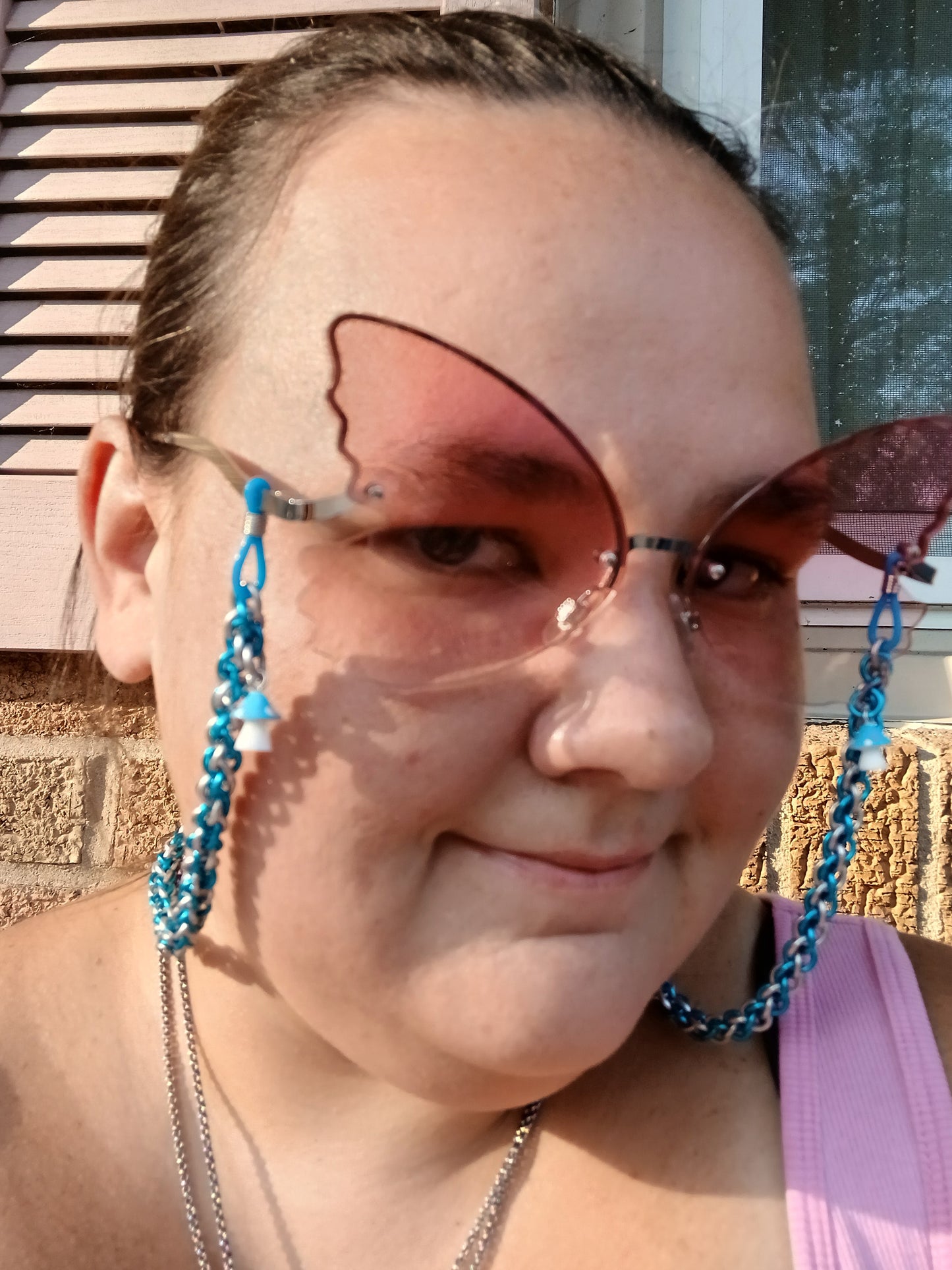 Sky Blue Mushrooms Eyeglass Chain