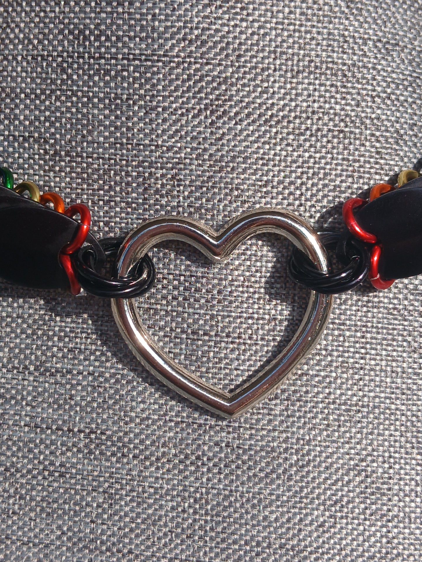 Black Rainbow Dragonscale Heart Collar
