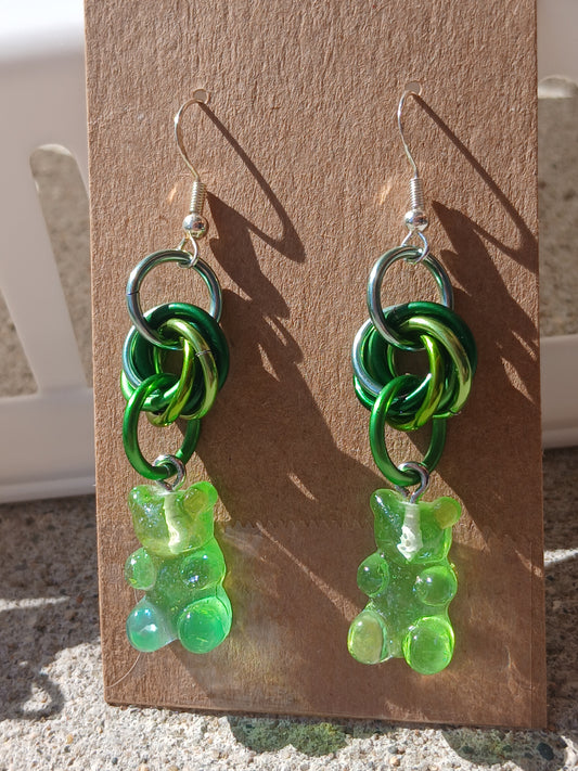 Shades of Green Gummy Bear Earrings