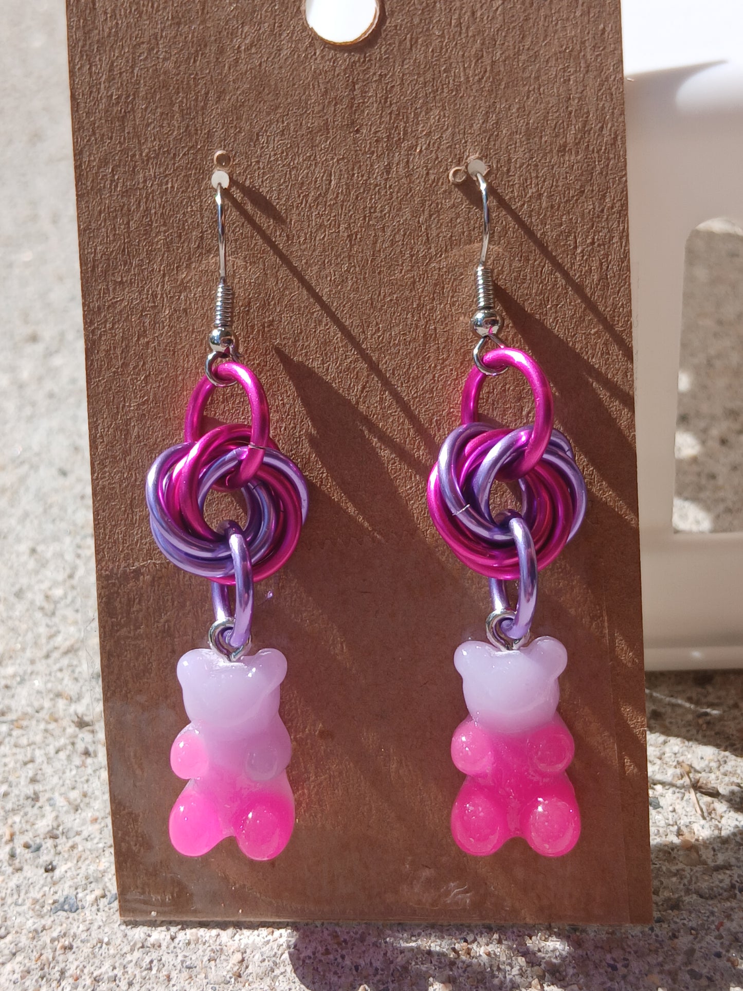 Pink and Purple Gummy Bear Earrings