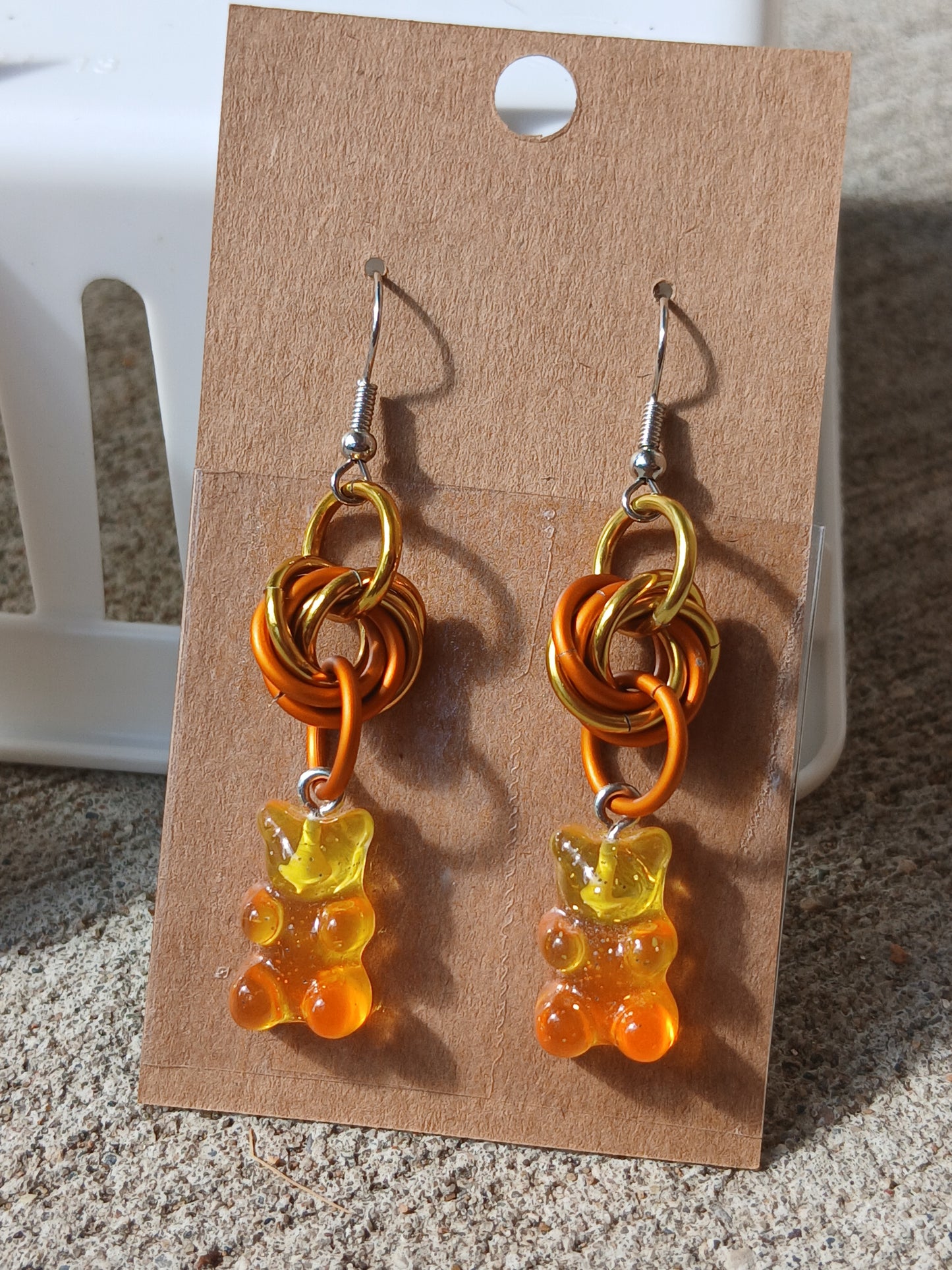 Orange and Yellow Gummy Bear Earrings