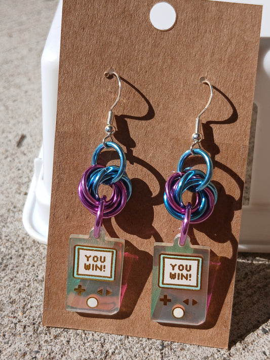 "You Win" Portable Gaming System Earrings