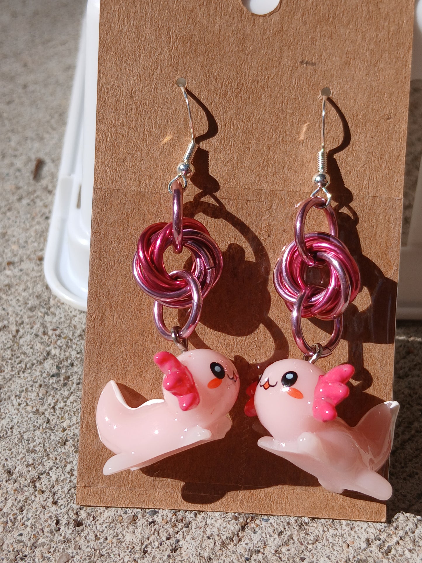 Axolotl Earrings w/Pink