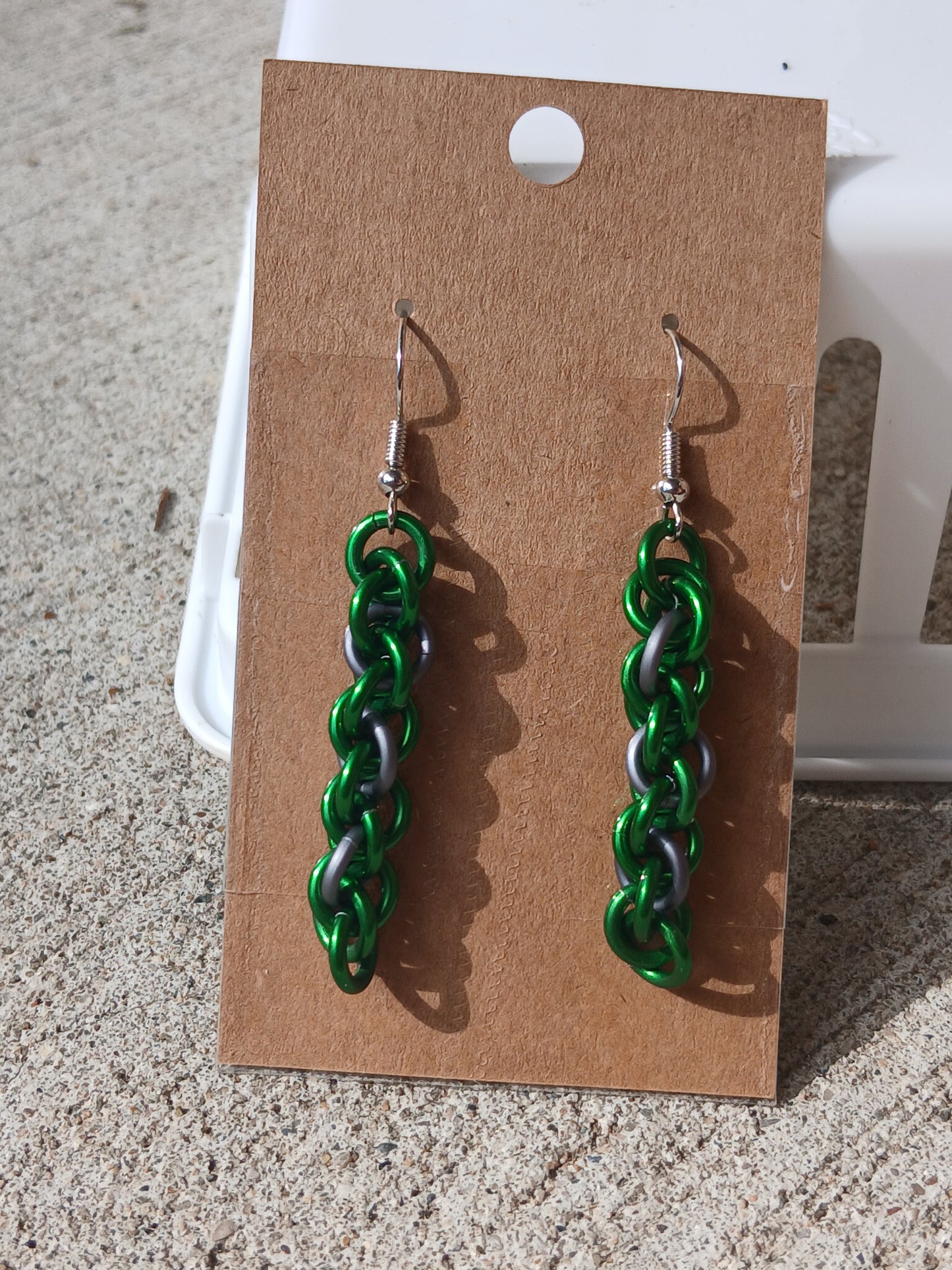 Green w/Gunmetal Twist Earrings
