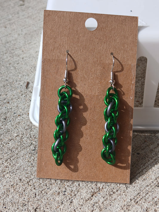 Green w/Gunmetal Twist Earrings