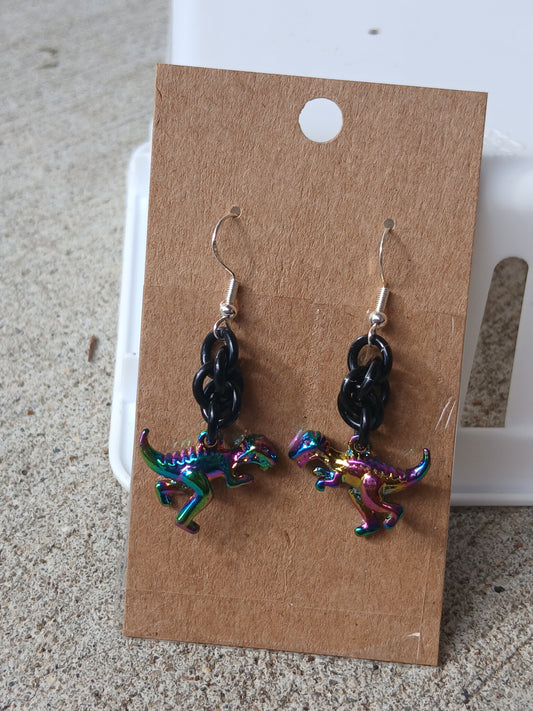 Metal Dino Twist Earrings