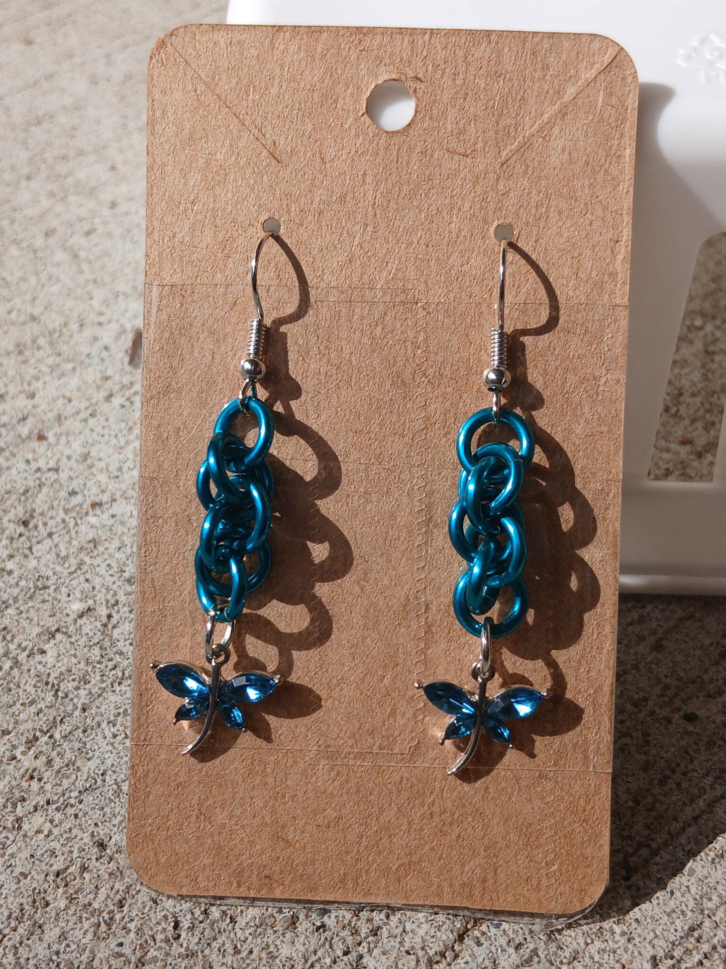 Teal Dragonfly Earrings