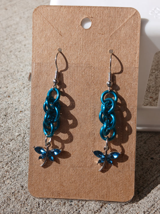 Teal Dragonfly Earrings