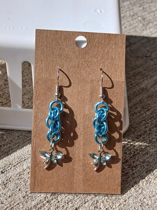 Light Blue Dragonfly Earrings