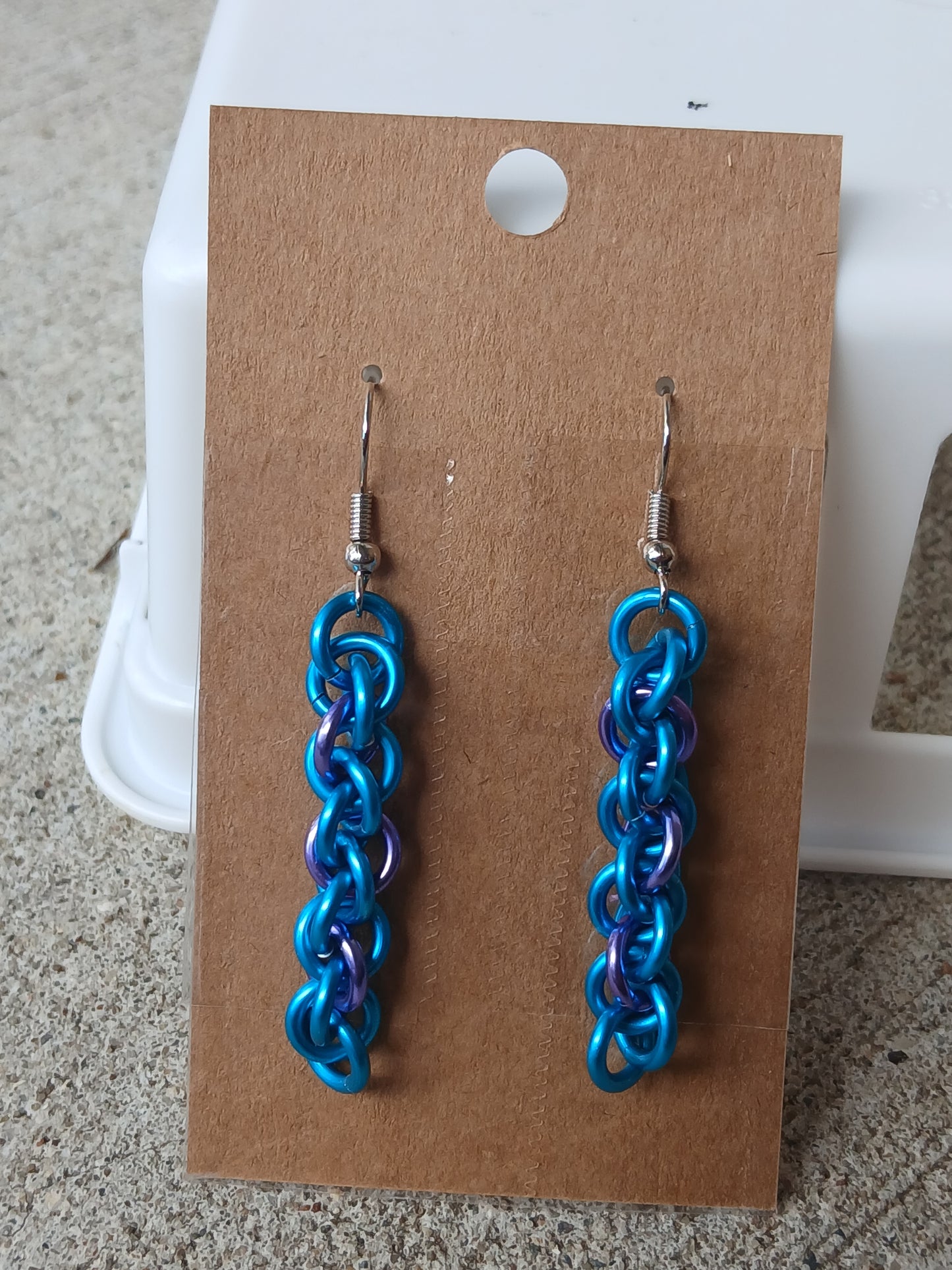 Turquoise and Light Purple Twist Earrings