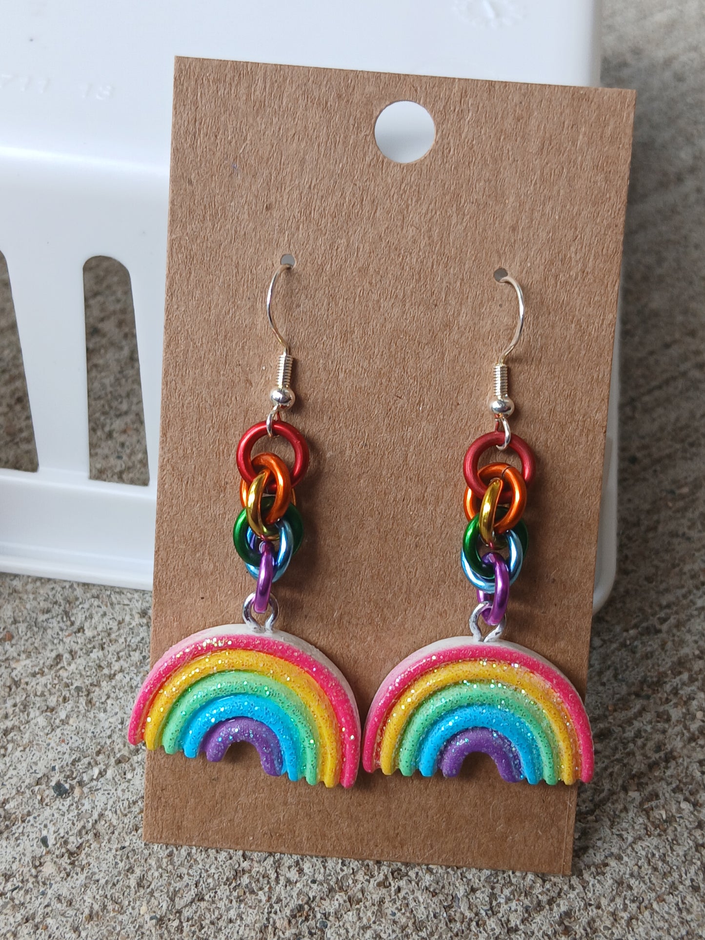 Kawaii Glittery Rainbow Earrings