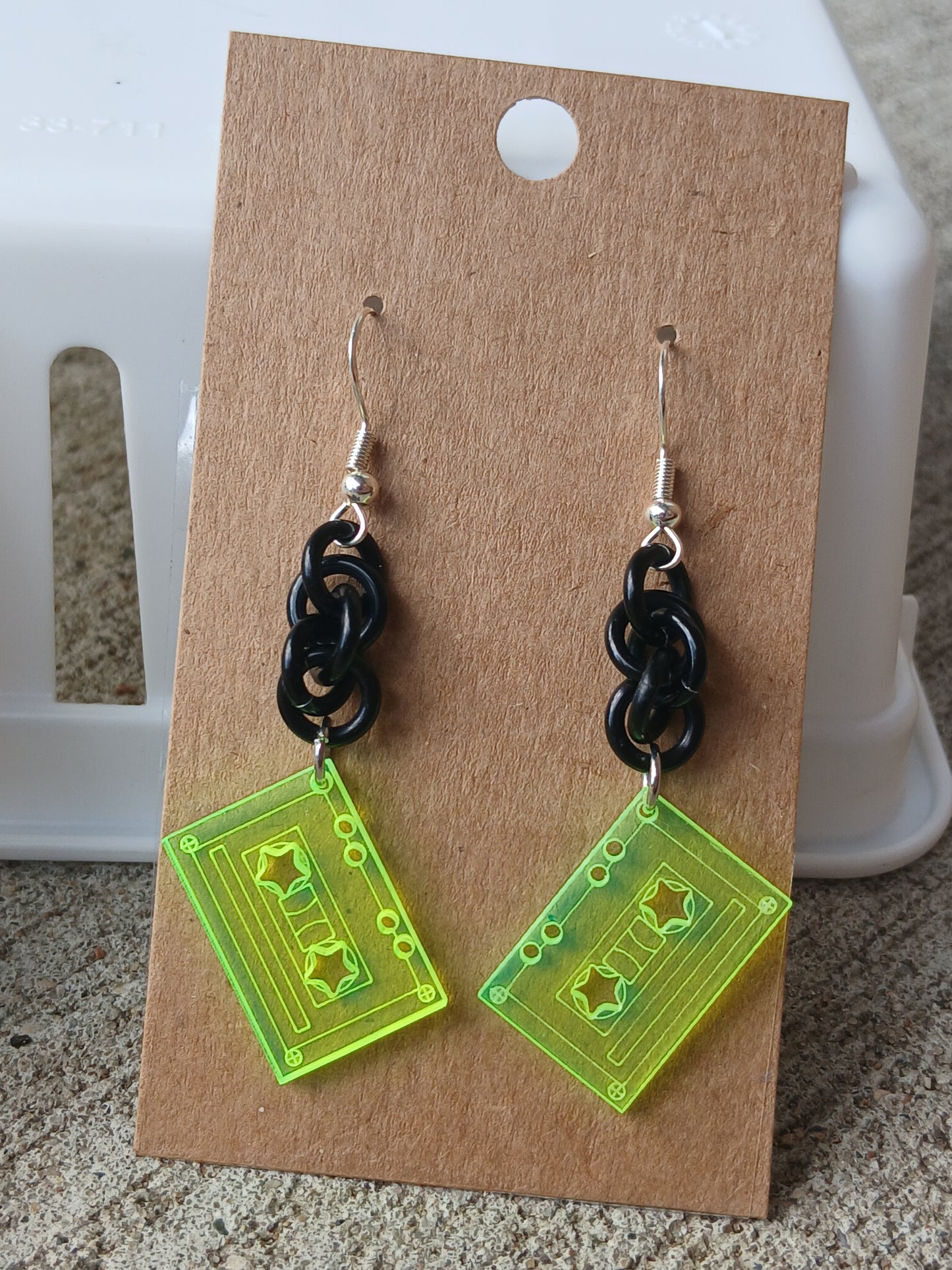 Retro Neon Cassette Tape Earrings