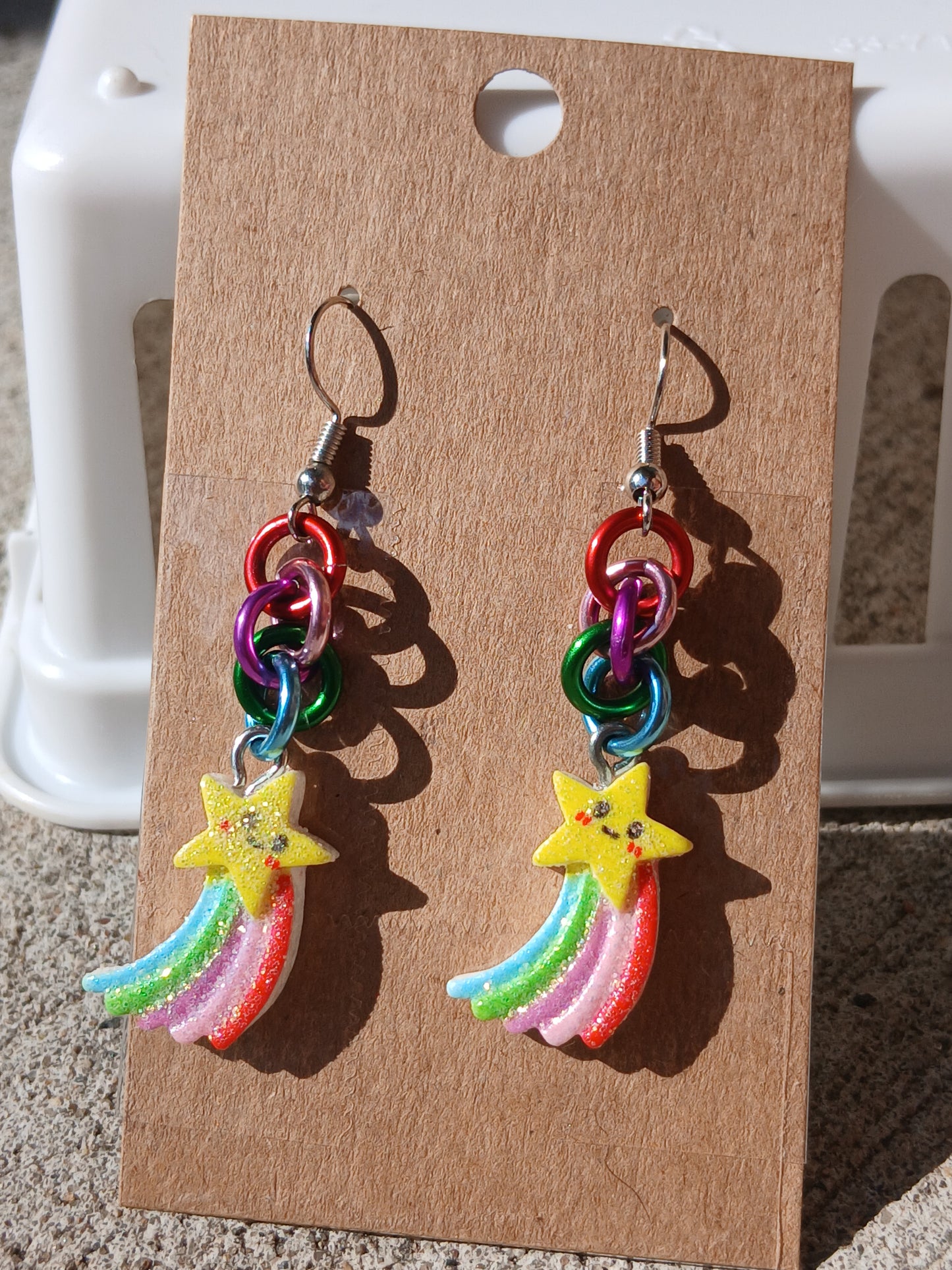 Kawaii Rainbow Shooting Star Earrings