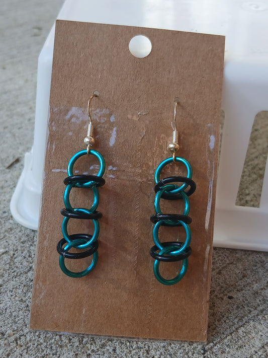 Teal and Black Orbital Earrings
