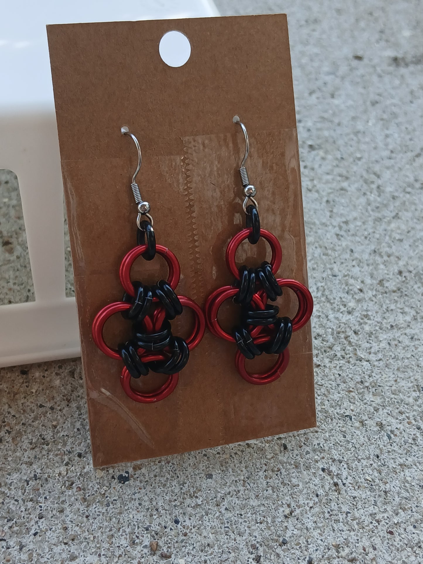 Red and Black Japanese Lace Earrings