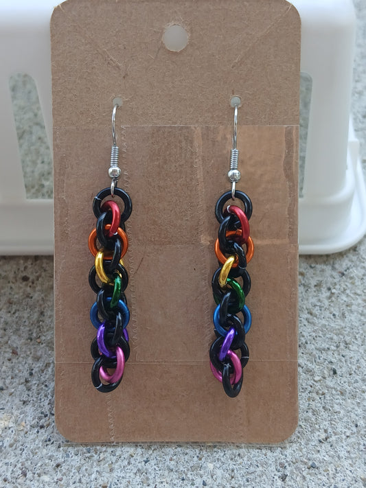 Black Rainbow Twist Earrings