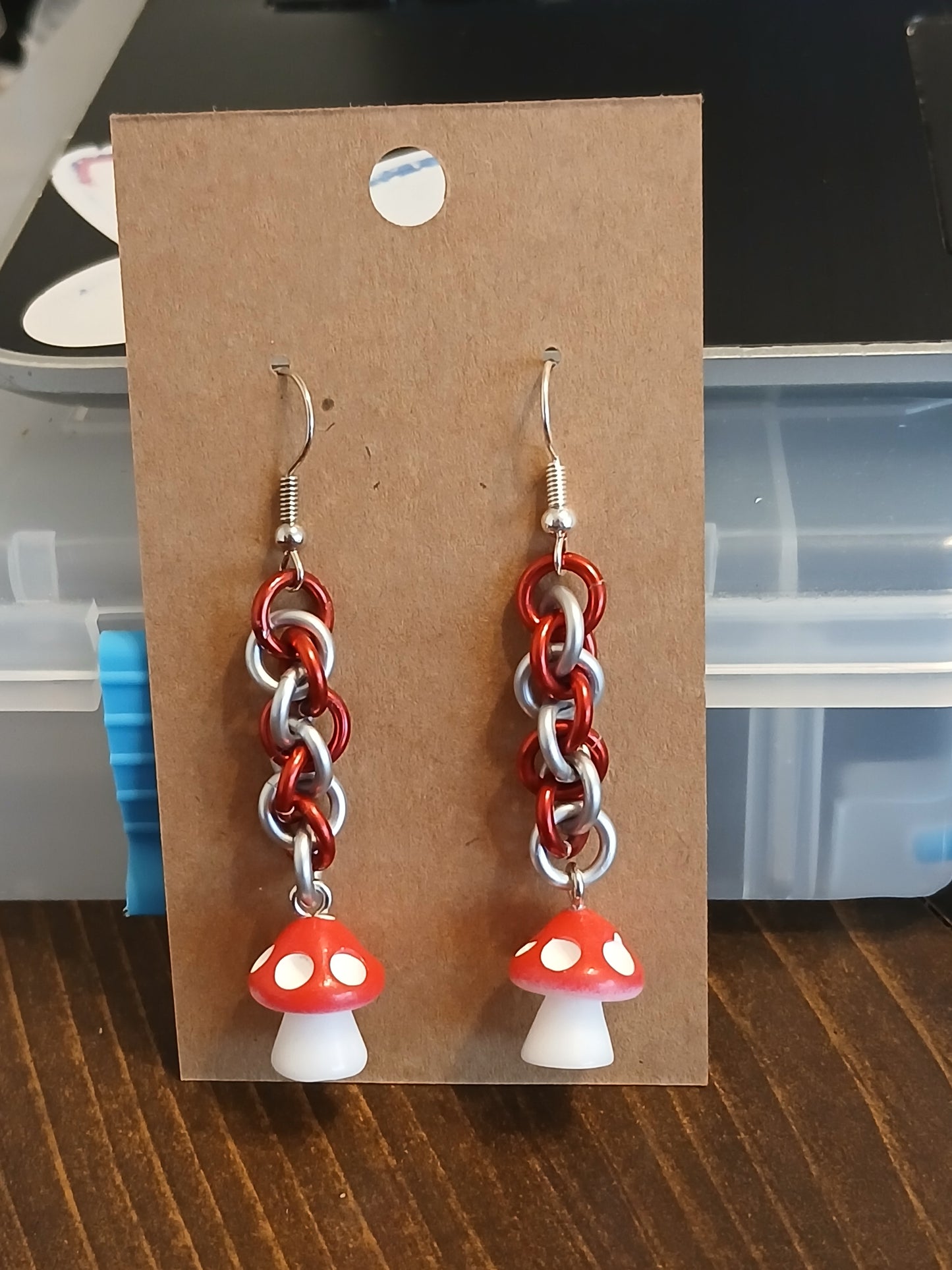 Red and White Mushroom Earrings