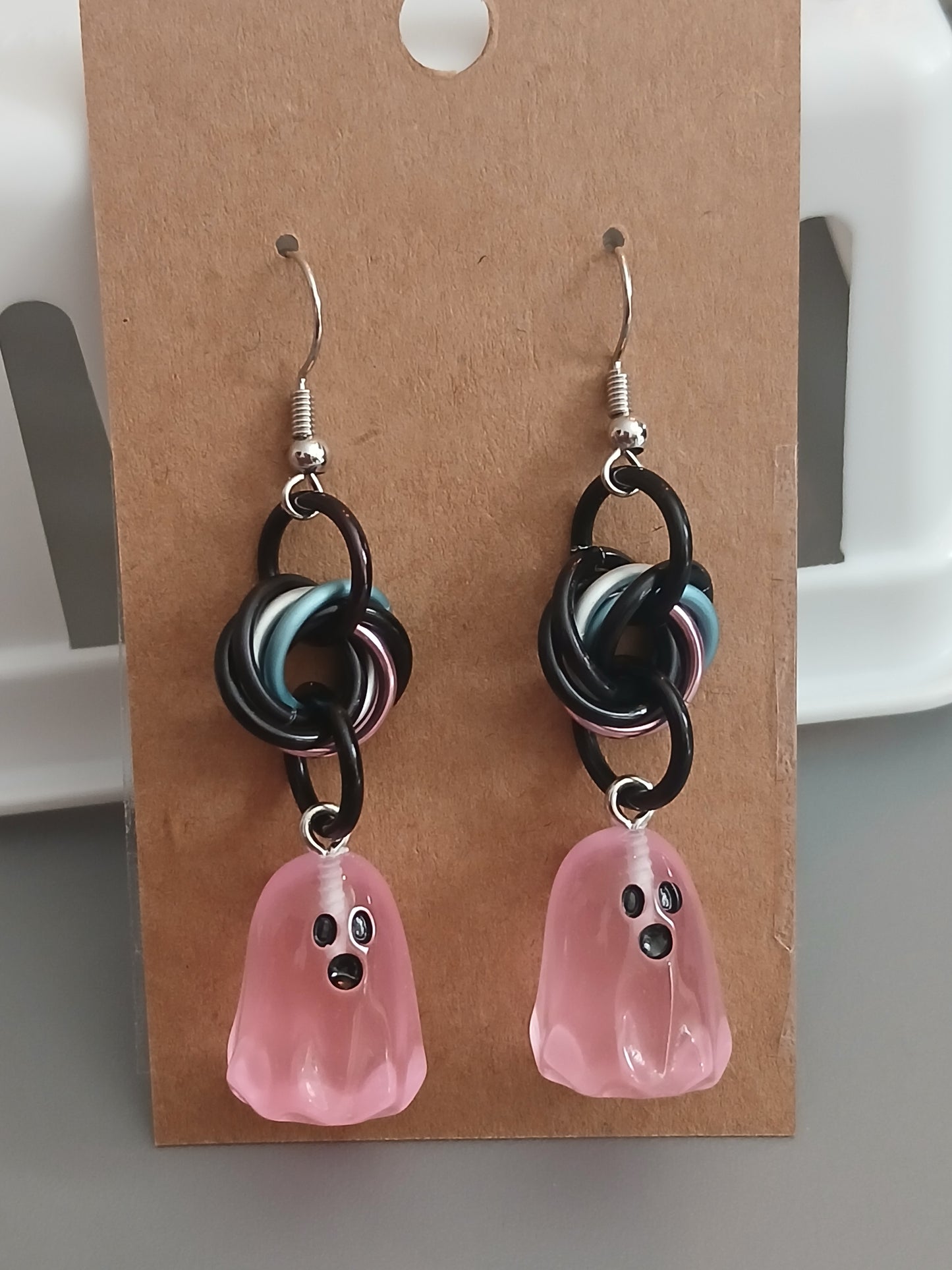 Hot Pink Ghost w/Goth Trans Pride Swirl