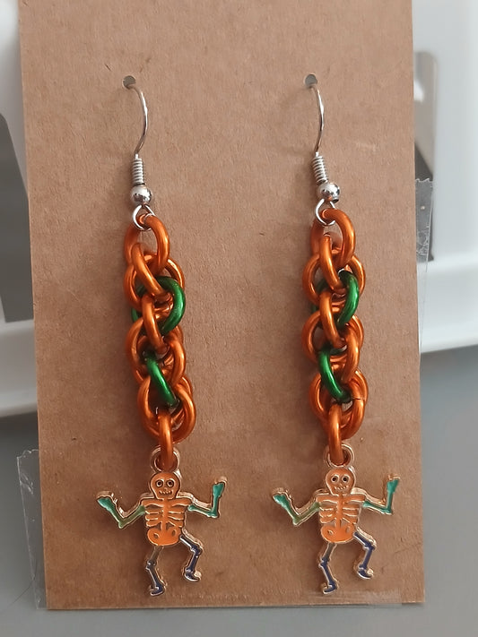 Pumpkin Skeleton Earrings