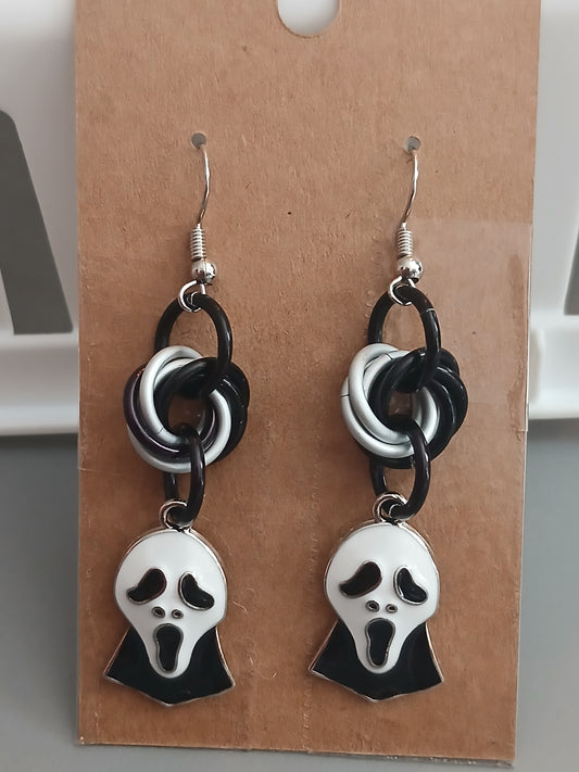Ghostface Earrings - Black/White Swirl