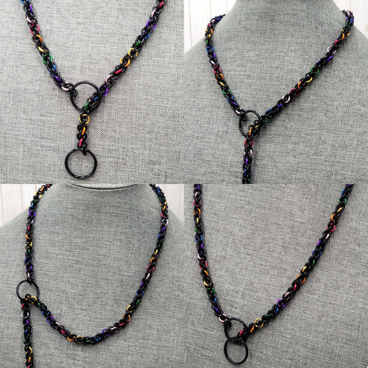 Black Rainbow Lariat "Choke" Chain