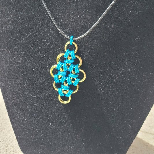 Yellow and Turquoise Diamond Pendant