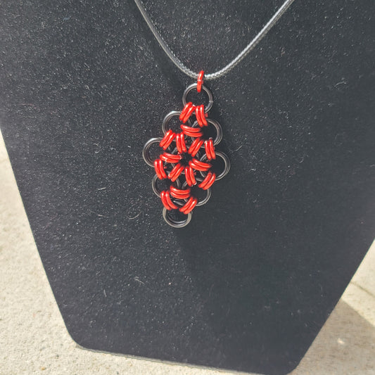 Black and Red Diamond Pendant