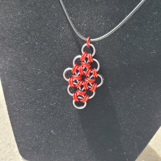 Black, Gunmetal, and Red Diamond Pendant