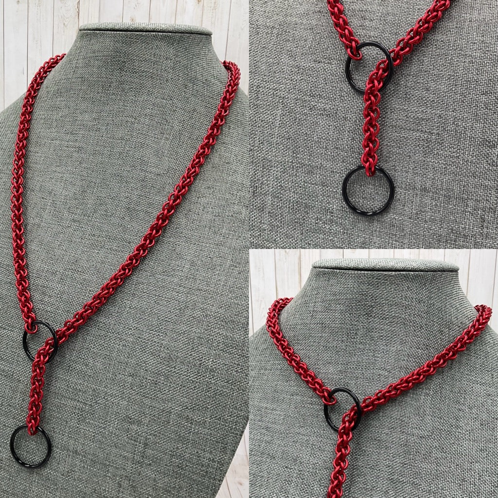 Solid Red Lariat "Choke" Chain