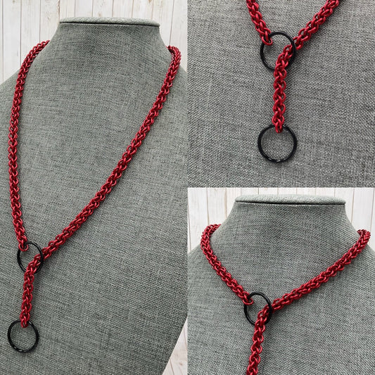 Solid Red Lariat "Choke" Chain