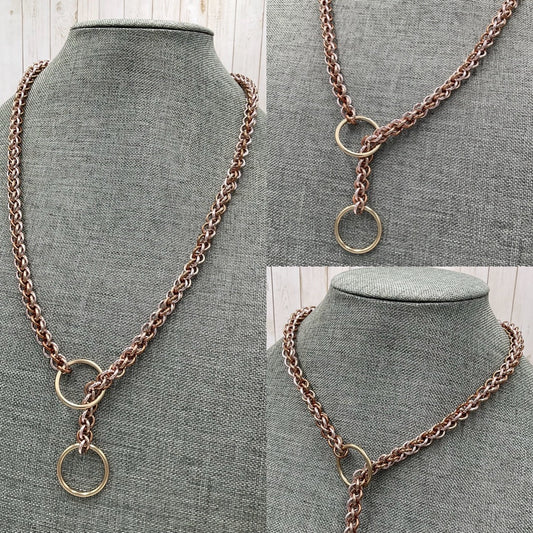 Shades of Bronze Stripes Lariat "Choke" Chain