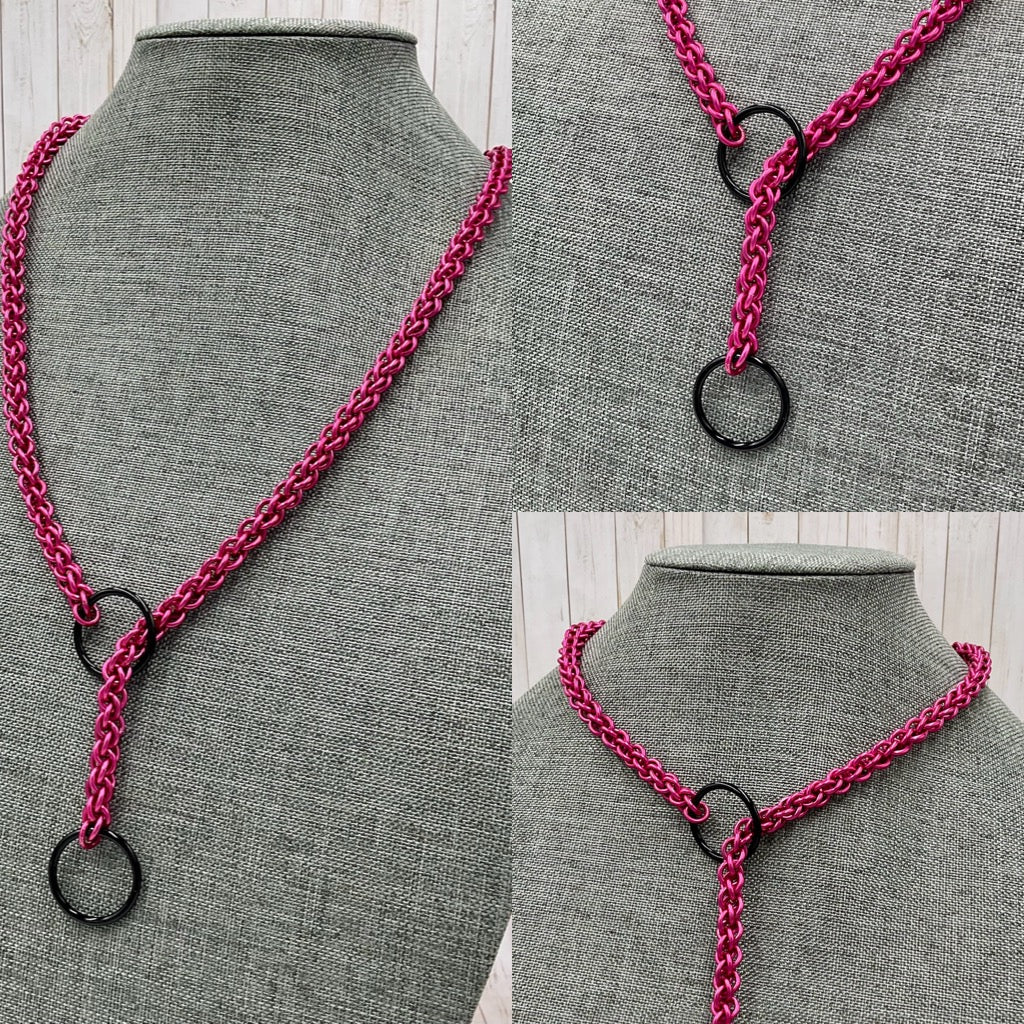 Solid Hot PInk Lariat "Choke" Chain