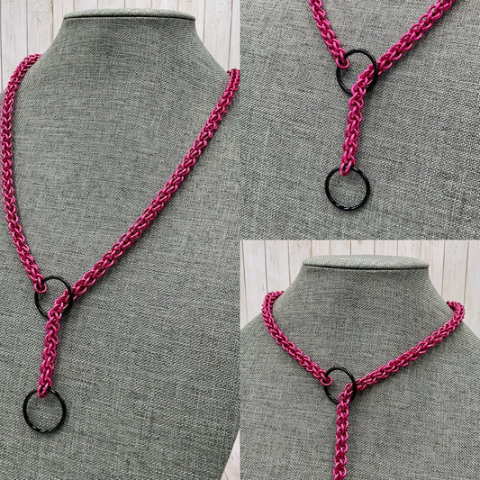 Solid Hot PInk Lariat "Choke" Chain